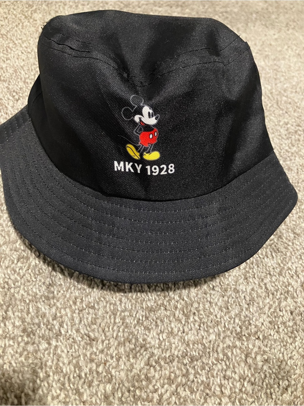 DISNEY PARKS DISNEYLAND RESORT BLACK BUCKET HAT MICKEY 1928 MKY ONE SIZE
